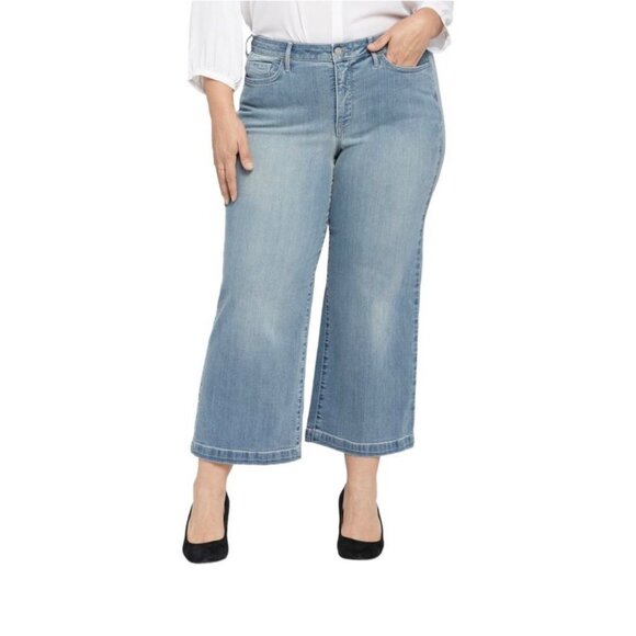 NYDJ Womens Teresa Wide Leg Ank Contour Skylar Light Wash Denim Jeans Size 26W - Picture 1 of 16